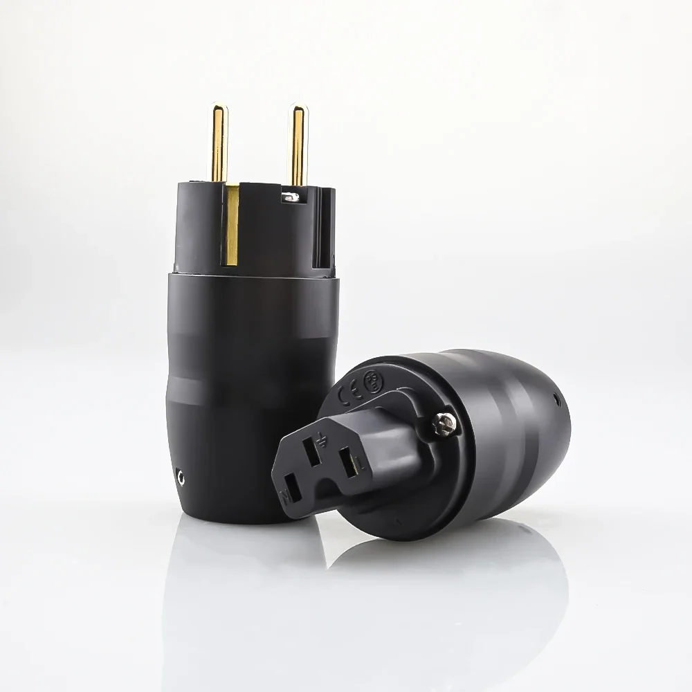 Audiocrast Черный алюминиевый 24-каратный позолоченный/родиевый разъем Hi-Fi IEC вилка