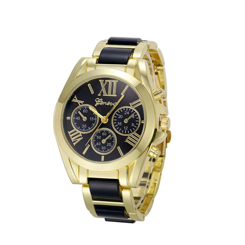 NO.2-7665  Numeral Gold Plated Metal/Nylon Link Watch Fashion Ladeis Dress Watches Gold Clock Relogio Feminino