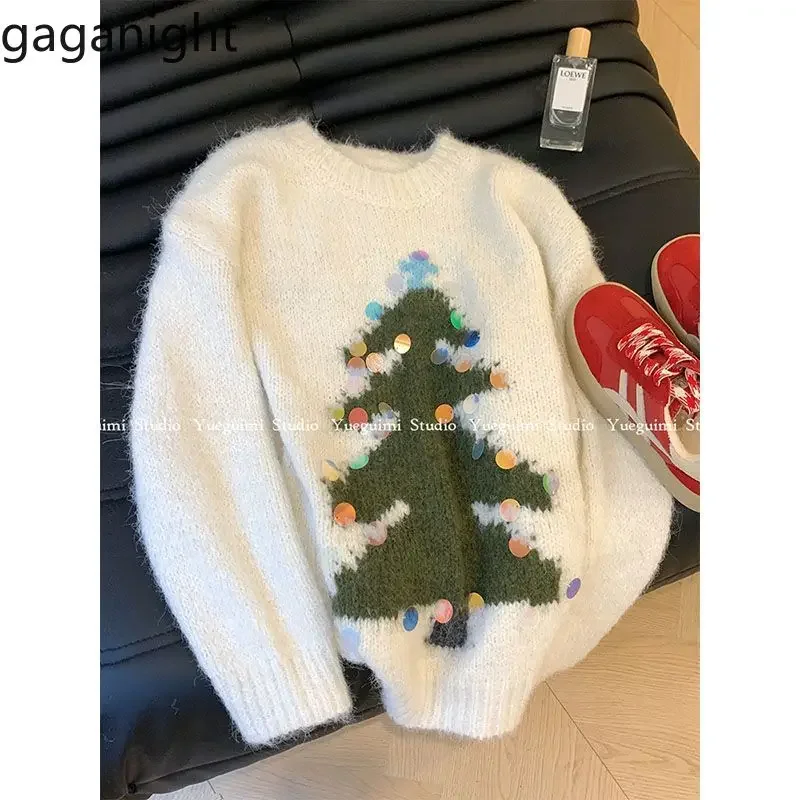 Gaganight женский рождественский свитер с блестками и круглым вырезом 2024 новый