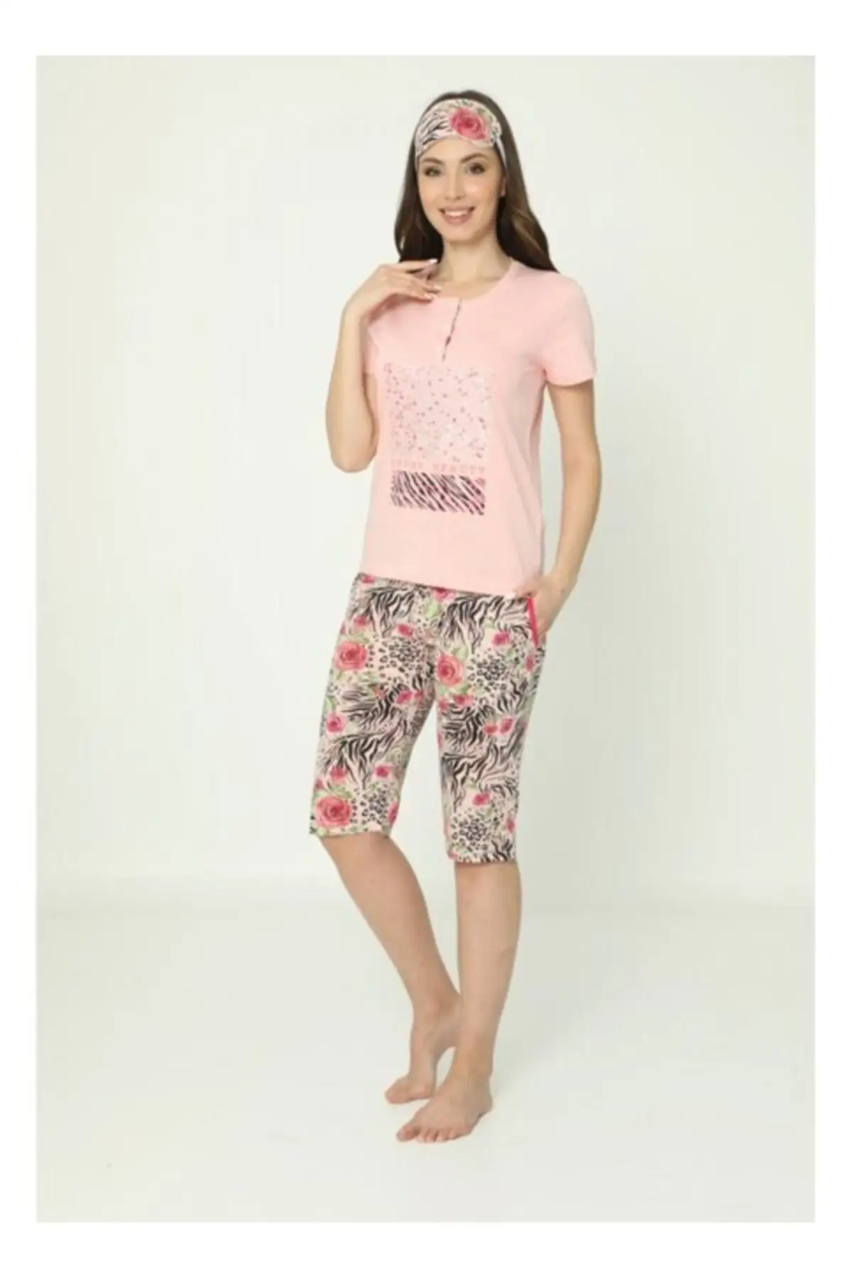 

Women's Pajamas Salmon Cotton Sleep Lounge Pajamas Elastic Waist Nightwear Retro Sleepwear Night Suit Casual Home Clothing