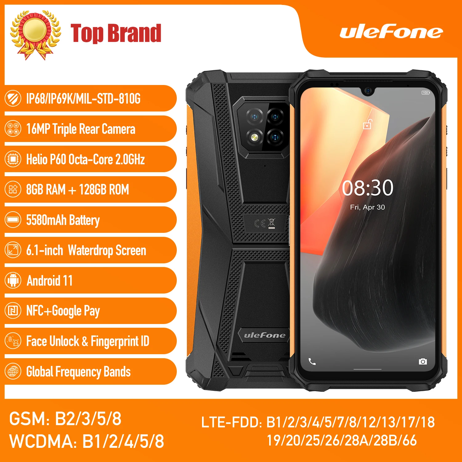 

Original Ulefone Armor 8pro 8GB+128GB 6.1 inch Face unlock Mobile Phone