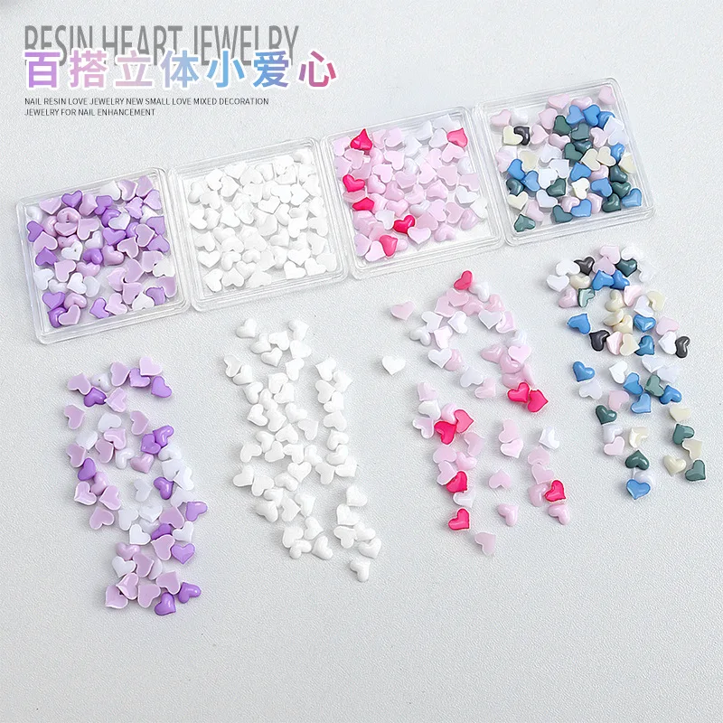 

1BOX 3D charm nail decoration New Resin cute little heart mixed colors jewelry nail accessories GZ-539