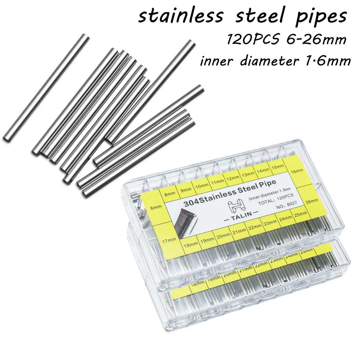 120PCS 6-26mm Watch Strap Pins Bars Stainless Steel Sleeve Pipe Prevent Band Interface Breakage Protective Tube Inner DIA 1.6mm