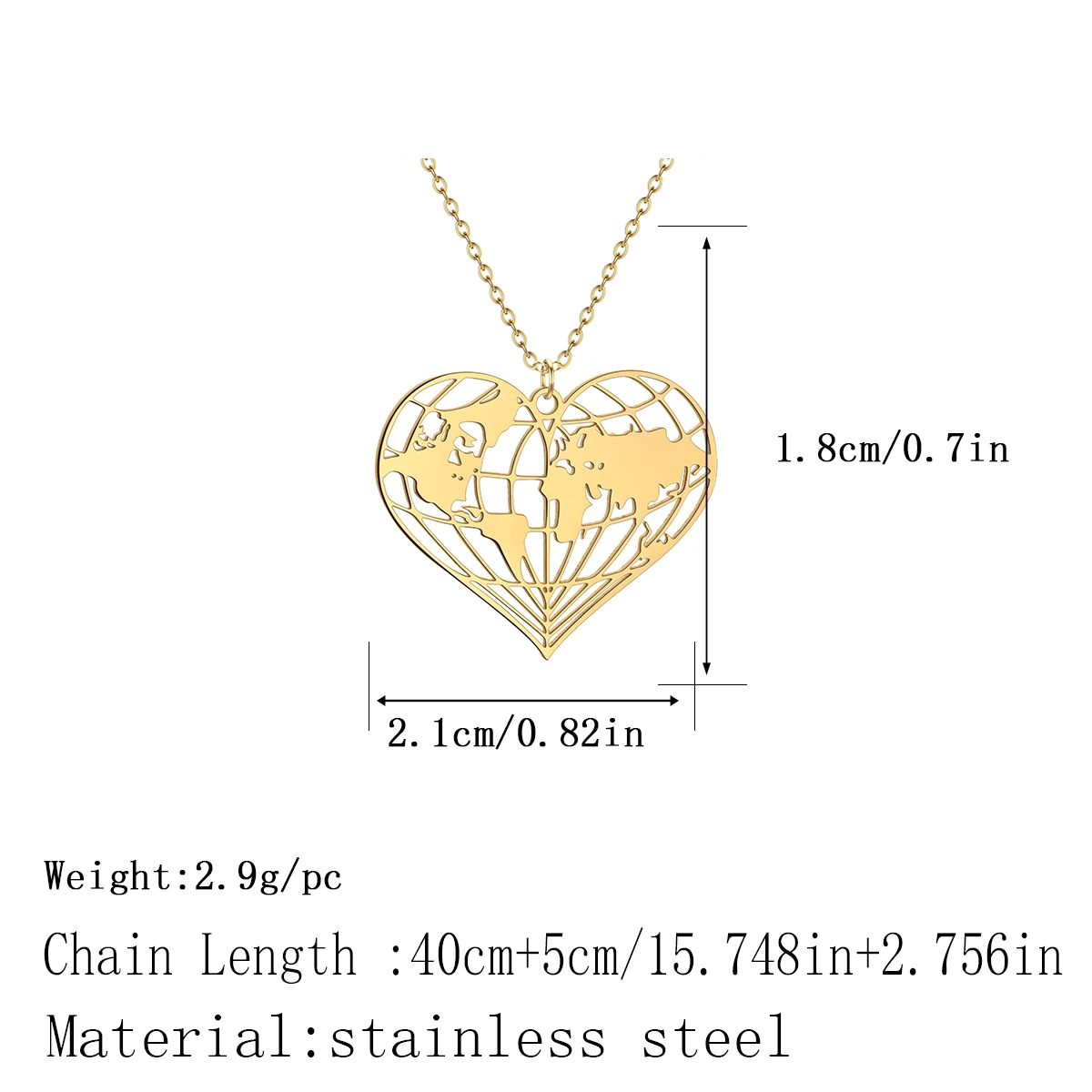 Todorova Origami Earth Necklace World Map Pendant Men Women Stainless Steel Jewelry Birthday Gift