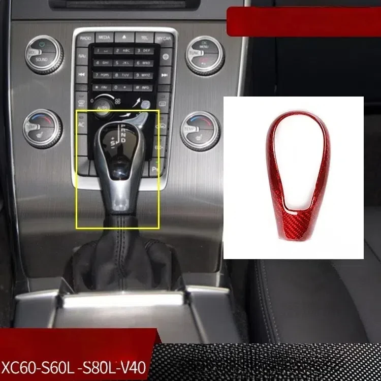 Фото Для Volvo XC60 XC90 S60 V60 S90 V90 S80 V40 XC70 Аксессуары Наклейка из настоящего углеродного волокна Ручка переключения передач Крышка внутренняя отделка №2