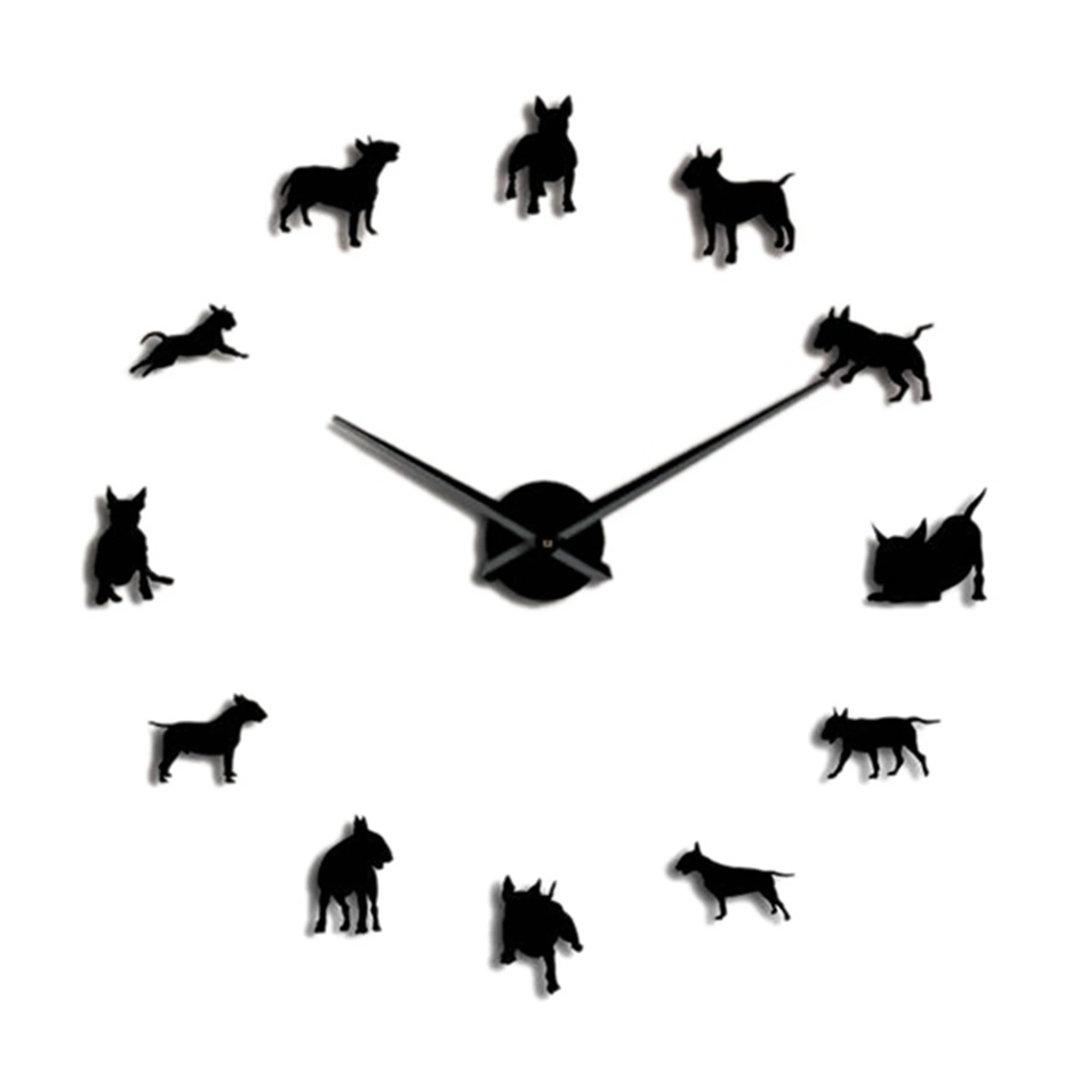 

Bull Terrier Dog Wall Art Diy Large Wall Clock Dog Breed Pug Big Needle Clock Watch Pet Shop Decor Gift for Bull Terrier Lovers