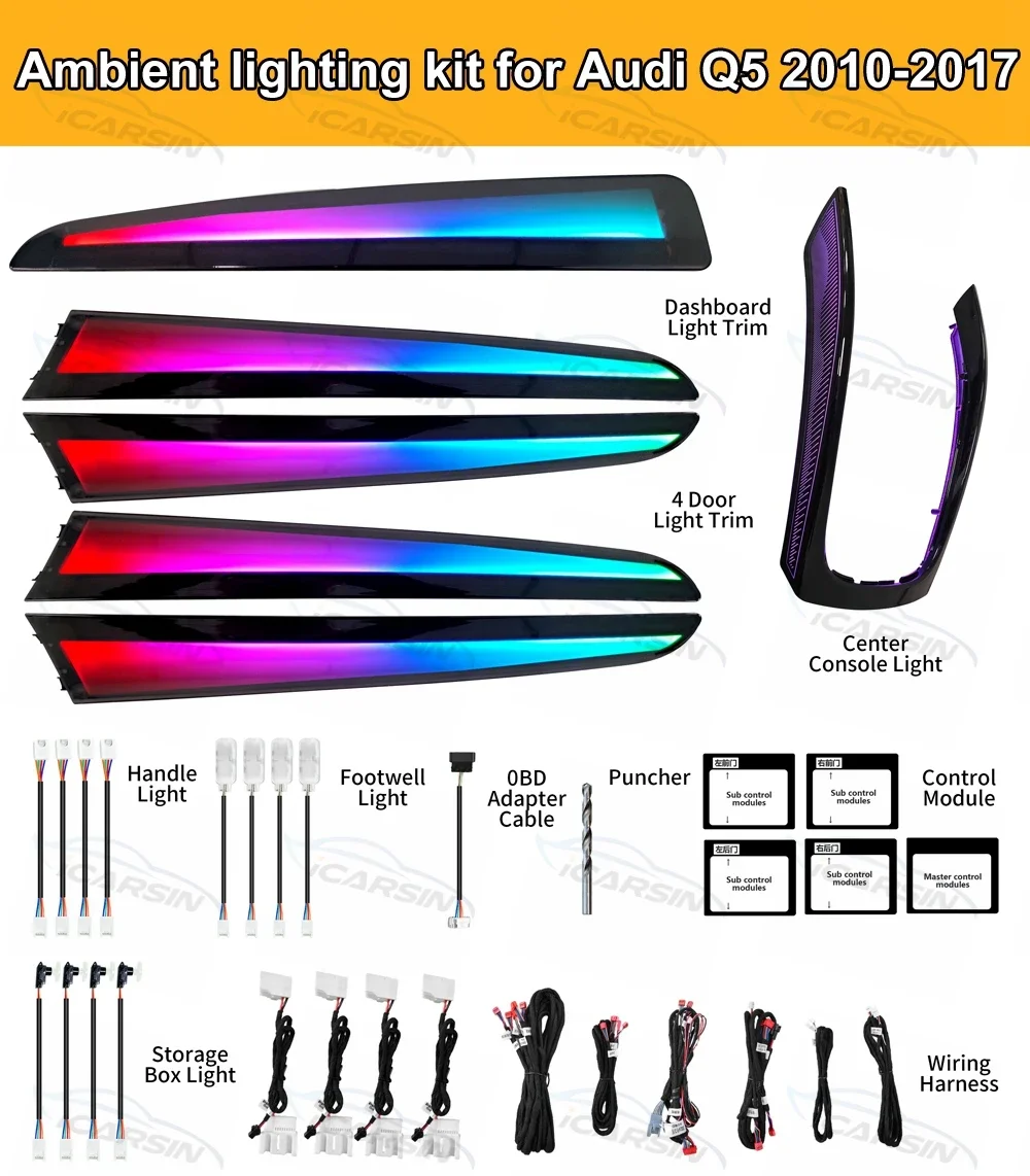 Светодиодные накладные фонари iCarsin для Audi Q5 2010-2017 окружающее освещение