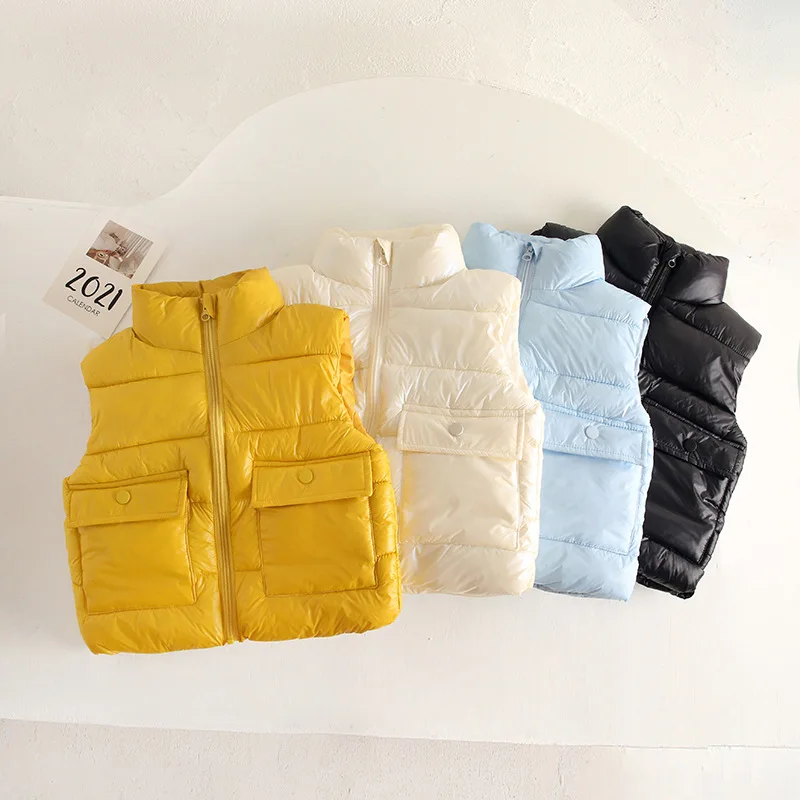 

Winter Lightweight Turtleneck Baby Girls Therme Puff Vest Waterproof Full Zip Large Pockets Child Waistcoat Kids Outfits 1-10Yrs