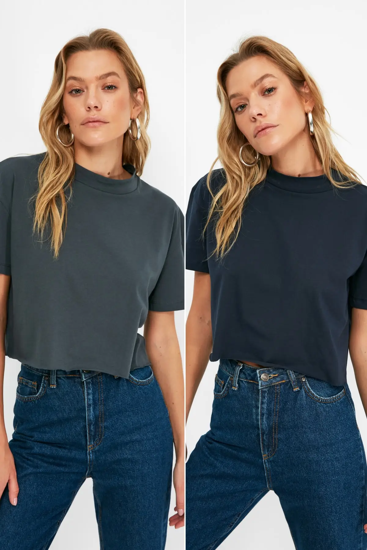 

Укороченная трикотажная футболка-посылка Trendyol 2'li TWOSS21TS3901