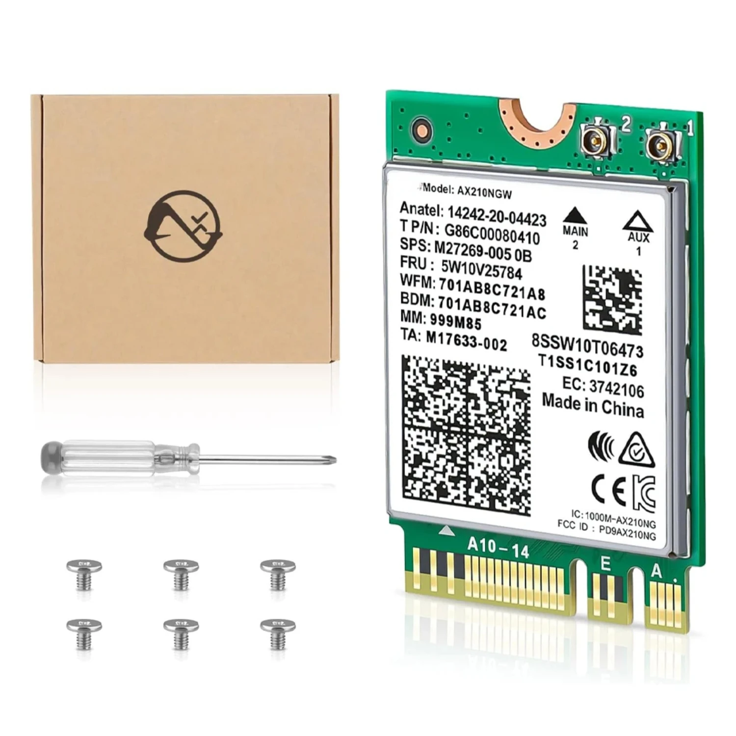Беспроводная сетевая карта Wi-Fi 6E 11AX 6 ГГц 5374 Мбит/с AX210NGW M.2 WiFi-карта для ноутбука
