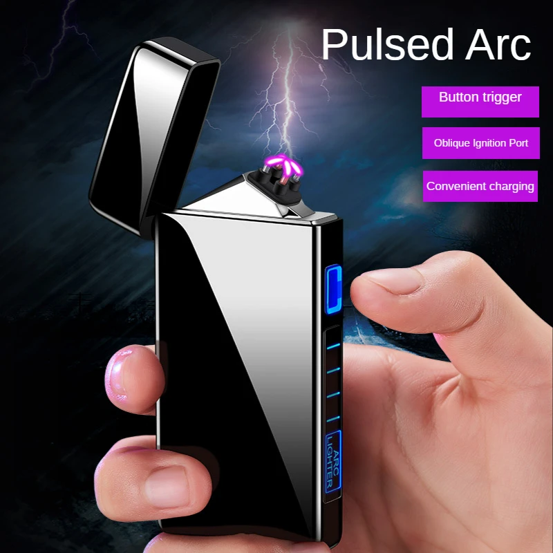 

2022 new creative double flame arc usb metal windproof rechargeable lighter outdoor cigarette lighter modern male gifts