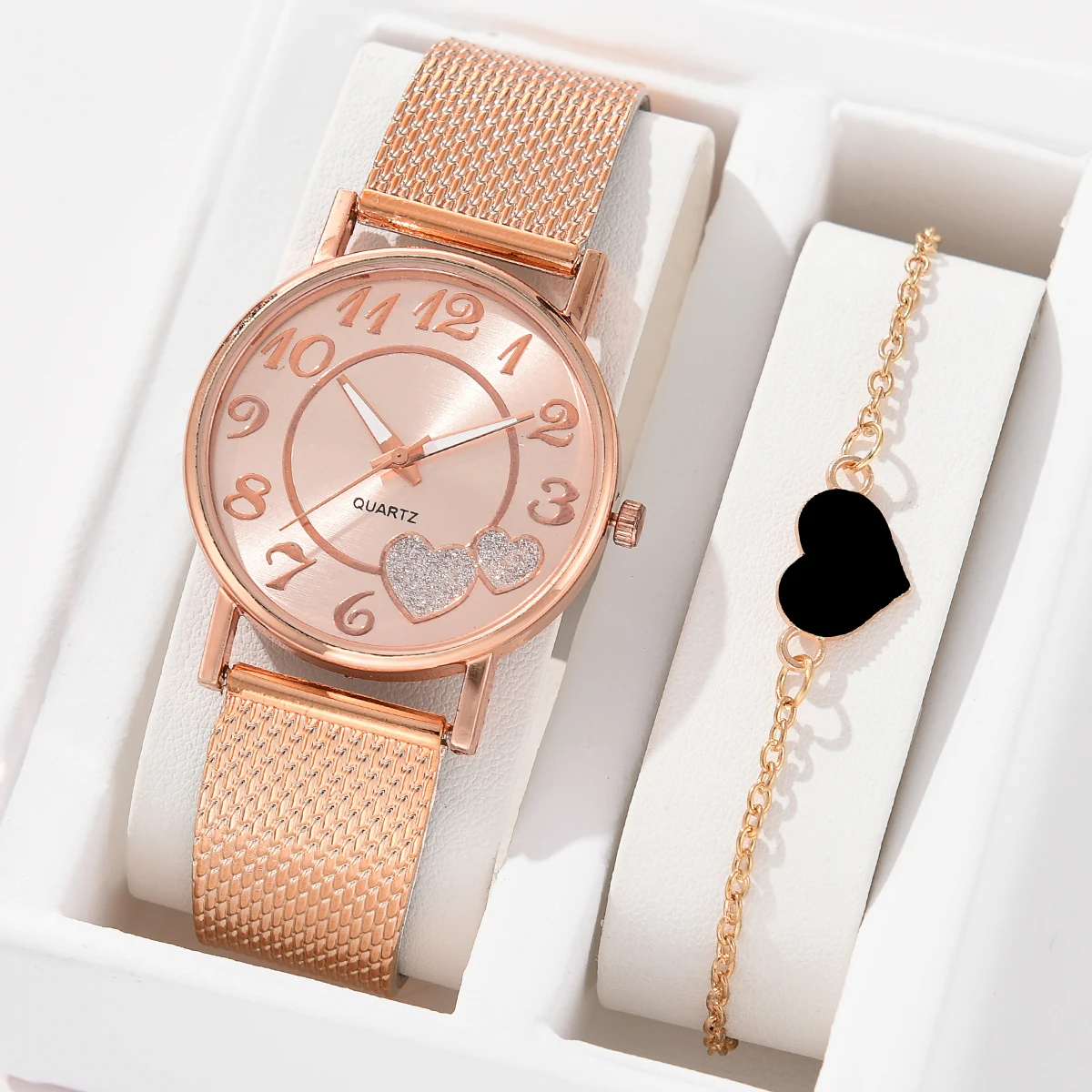

2pcs Set Women Watches Simple Luxury Ladies Quartz Wristwatch Fashion Female Clock Relogio Feminino