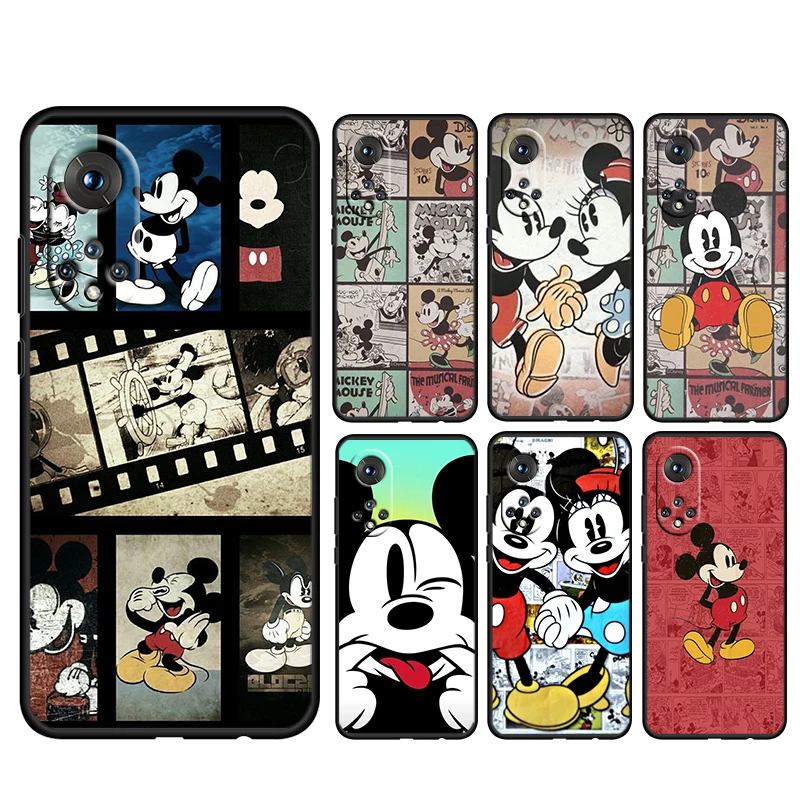 

Cute Disney Mickey For Honor 60 50 30 20 20S 10 9 9X 9A 8A Pro Plus Lite 4G 5G Soft Silicone Black Phone Case
