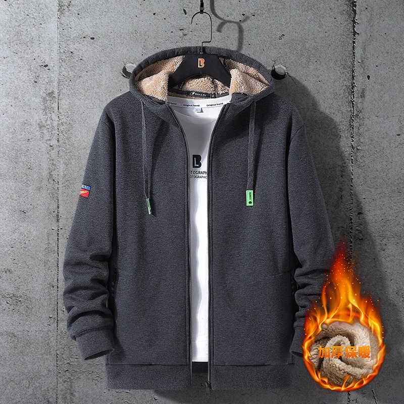 

Мужская флисовая куртка на молнии, с капюшоном, размеры до 8xl