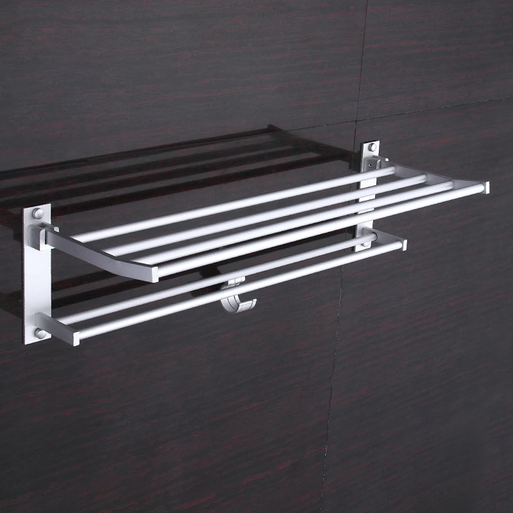 

Aluminum Wall-mounted Shower Towel Shelf Bathroom Coat Storage Rack Showering Holder Bathing Accessory for Home