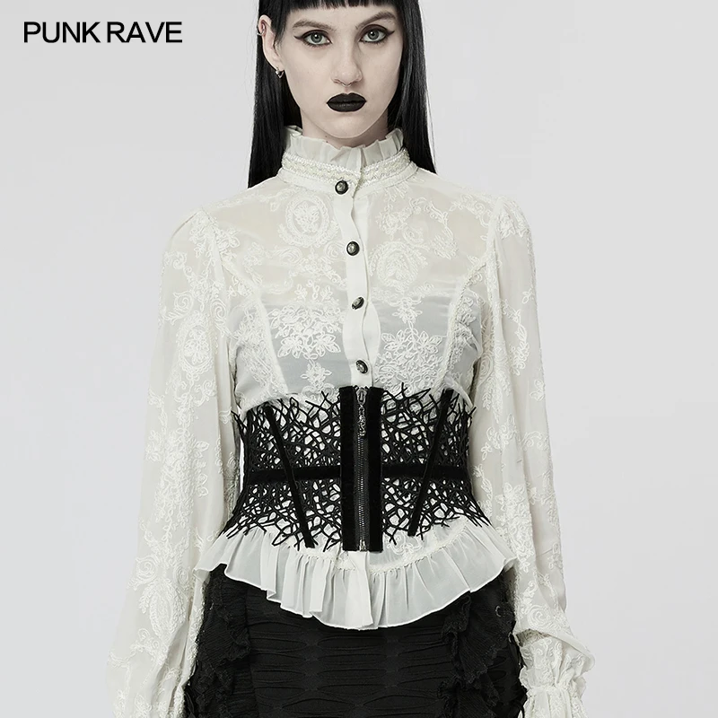 

PUNK RAVE Women's Corset Gothic Withered Vine Shaped Creative Corset Adjust Velvet Webbing Slim Sexy Women Waist Corset