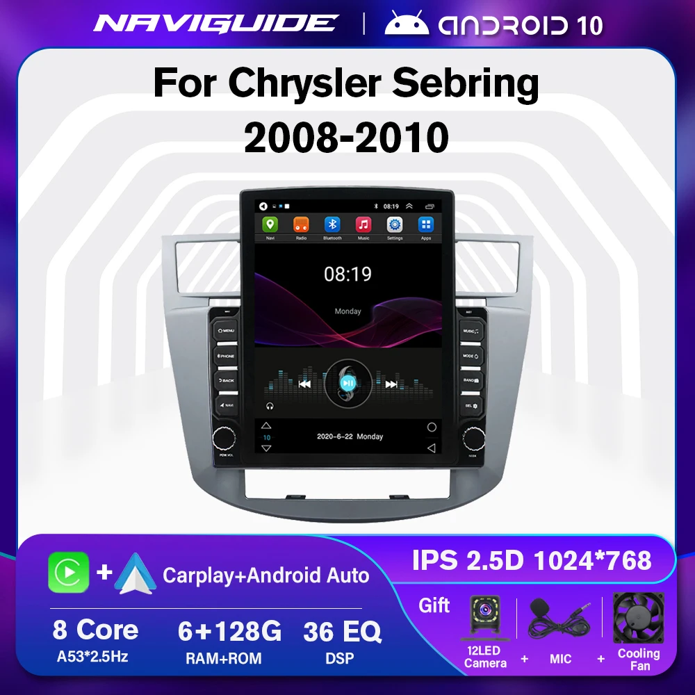 

Автомобильный радиоприемник IDE для Chrysler Sebring Cirrus 2007-2010 Android 10,0 Tesla мультимедийный плеер навигация GPS Авторадио Carplay
