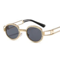 blu ray pretection retro round sunglasses women vintage steampunk sun glasses for men clear lens rhinestone sunglasses oculos