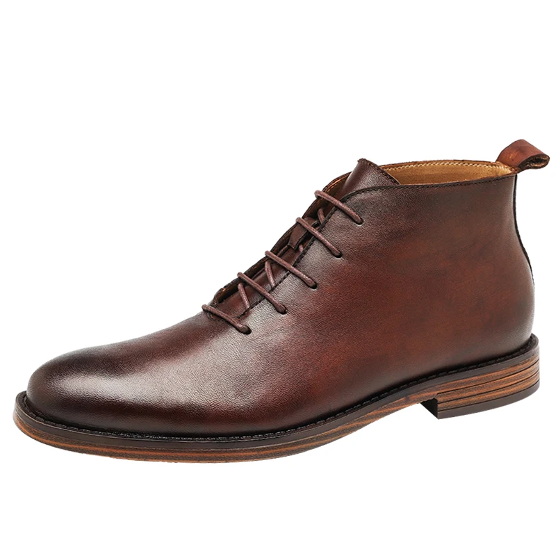 

Handmade Martin Boots Men's British First Layer Cowhide Ankle Boots Retro Trend Mens Boots 100% Cowhide Breathable Pointed Boots
