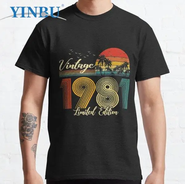 

Vintage 1981 39th Birthday Awesome Since 1981 Vintage Retro print t shirts High quality Graphic Tee