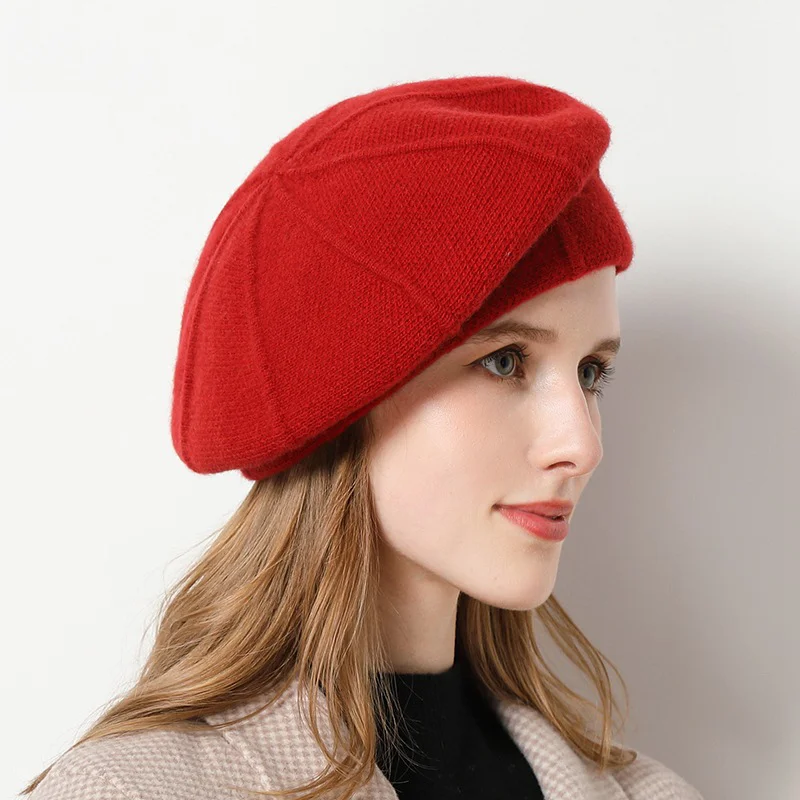 

Women Wool Berets French Artist Style Warm Winter Beanie Hat Retro Plain Beret Solid Color Elegant Lady All Matched Autumn Caps