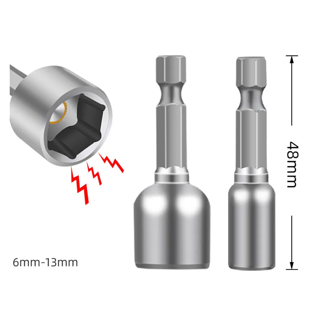 

8Pcs/Set Magnetic Nut Driver 6-13mm 1/4in Socket Adapter Hex Drill Bit Torque Wrench Workshop Equipment Socket Wrenches