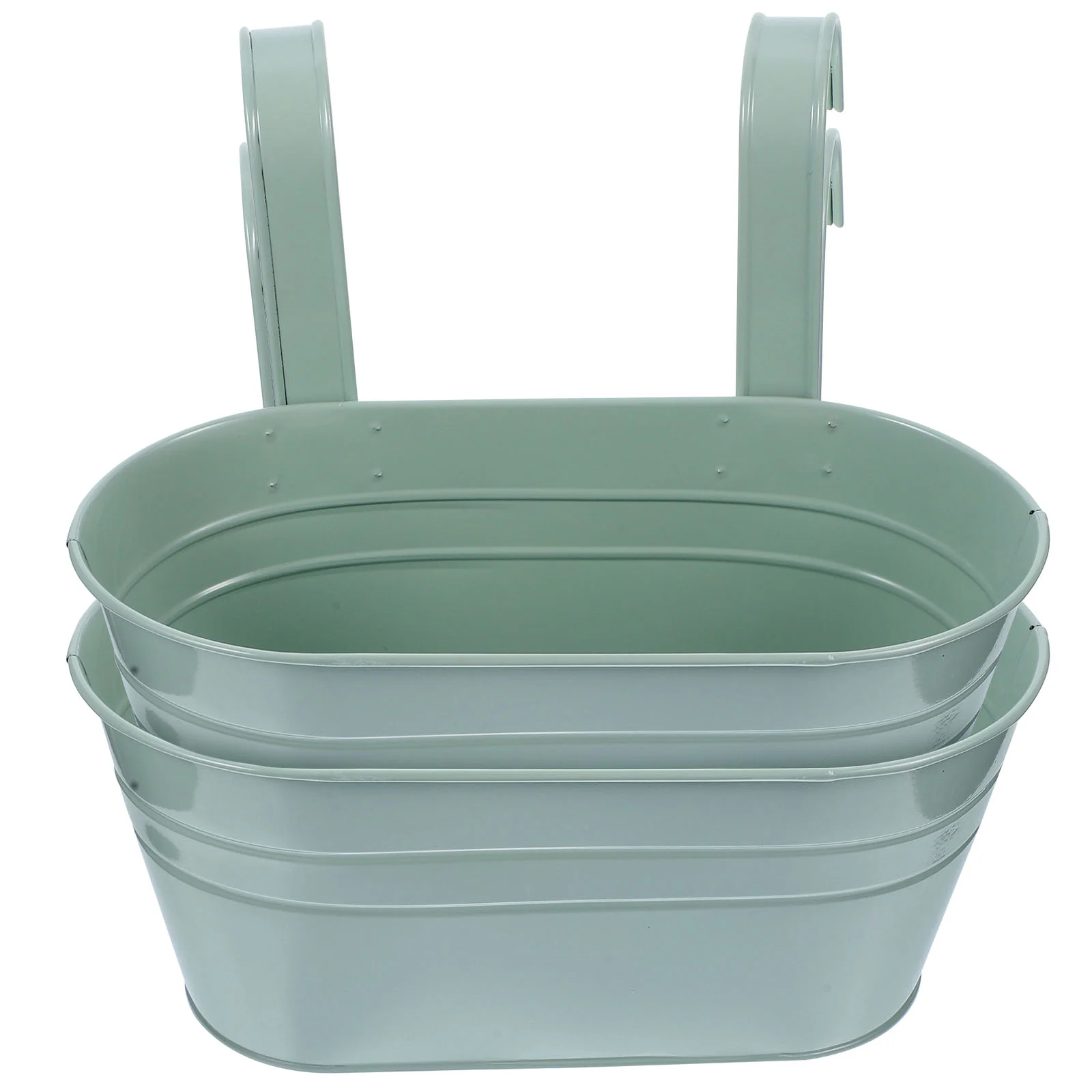 

2 Pcs Tin Hook Flower Pot Retro Arrangement Bucket Adornment Indoor Hanging Planters Outdoor Decorative Wall Style Container