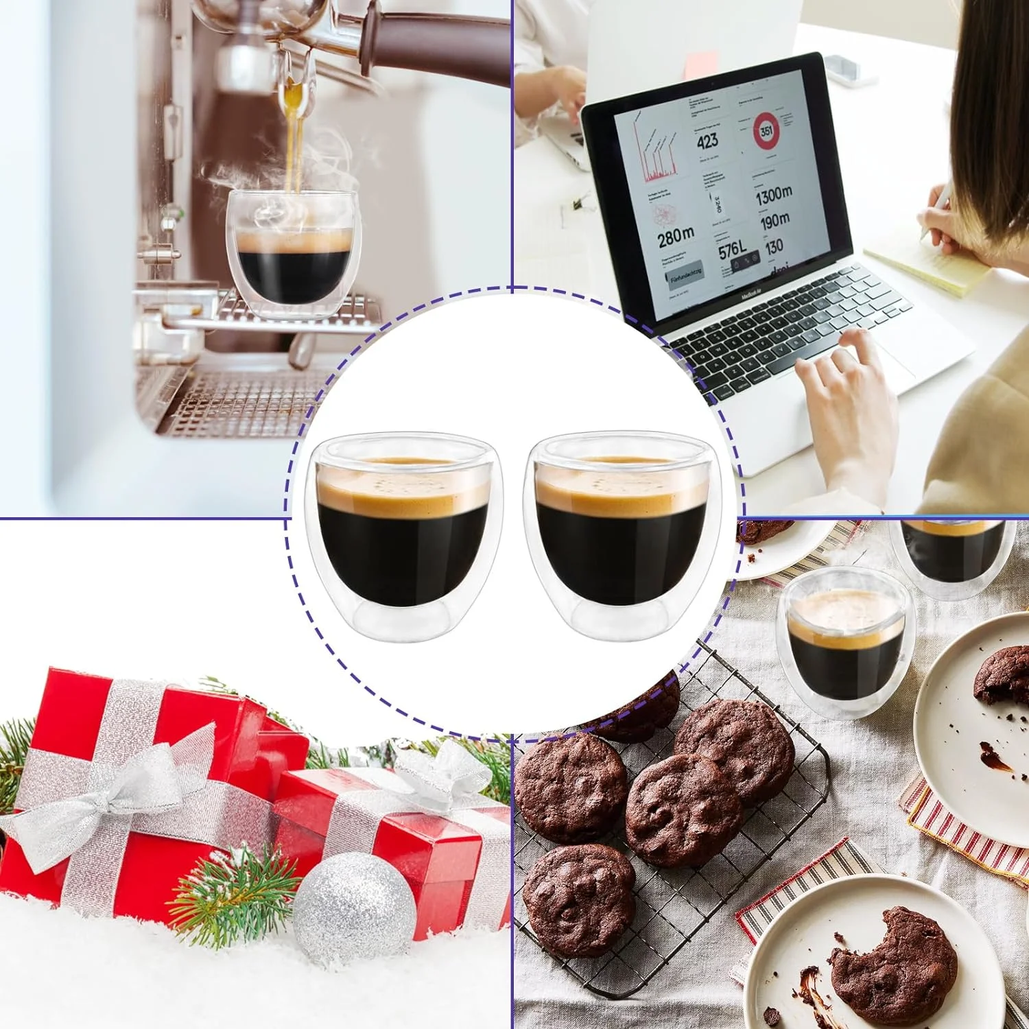 Чашки для эспрессо с двойными стенками (набор из 2 шт.) стеклянные кружки кофе Expresso