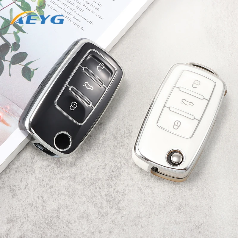

Soft Car Key Case Cover For Volkswagen VW Bora Polo Tiguan Jetta Passat B5 B6 B7 Golf Beetle for Skoda Octavia Fob Accessories