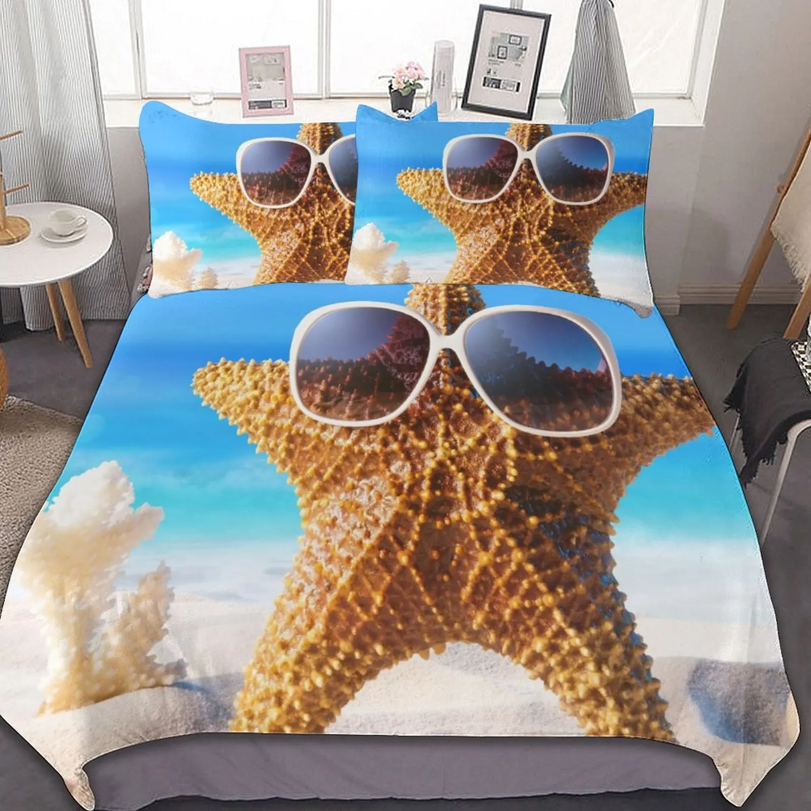 

3-Piece Bedding Set (1 Duvet Cover + 2 Pillow Shams) Artistic Summer Style 86"x70",79"x90",90"x90"