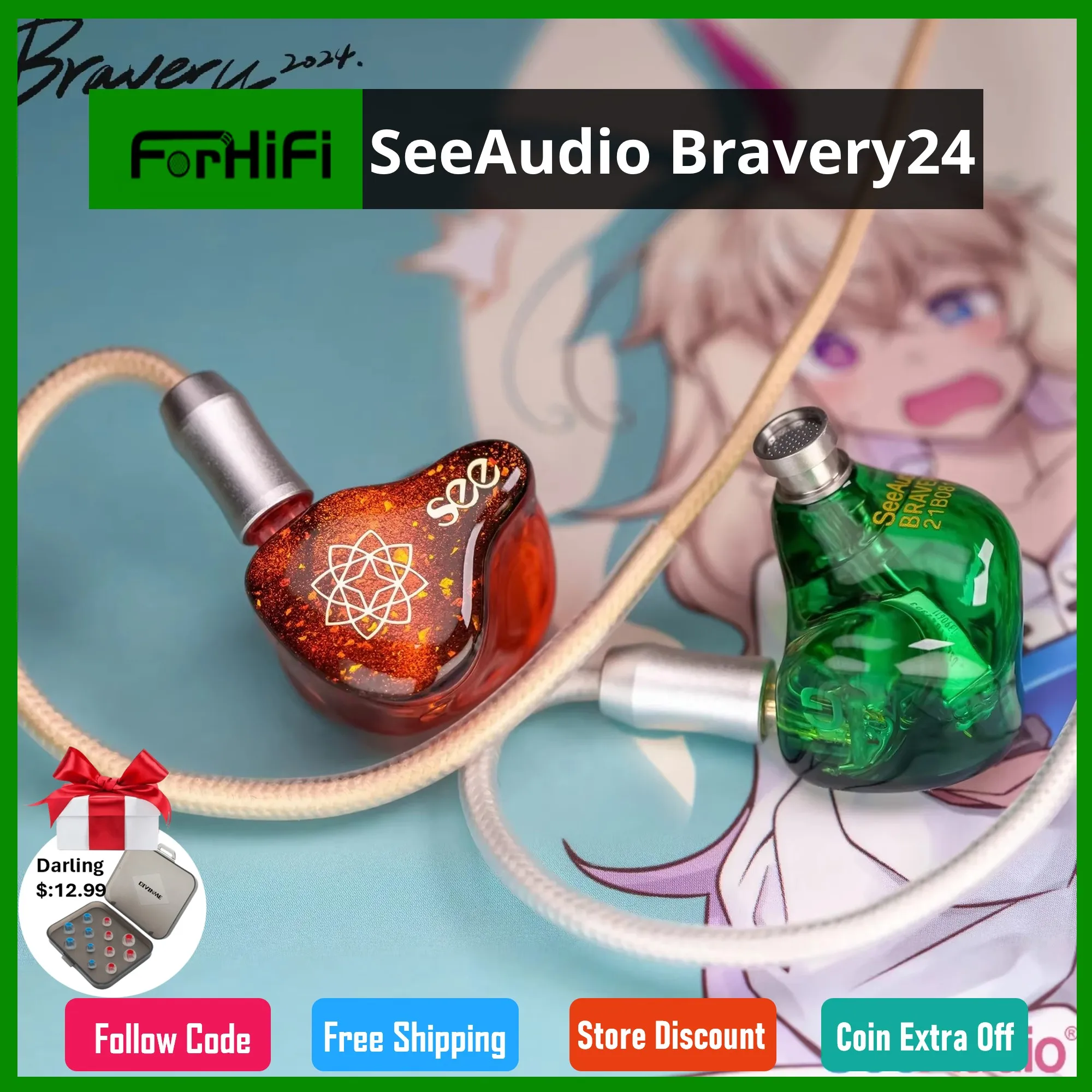 Беспроводные наушники-вкладыши SeeAudio Bravery 24 черные