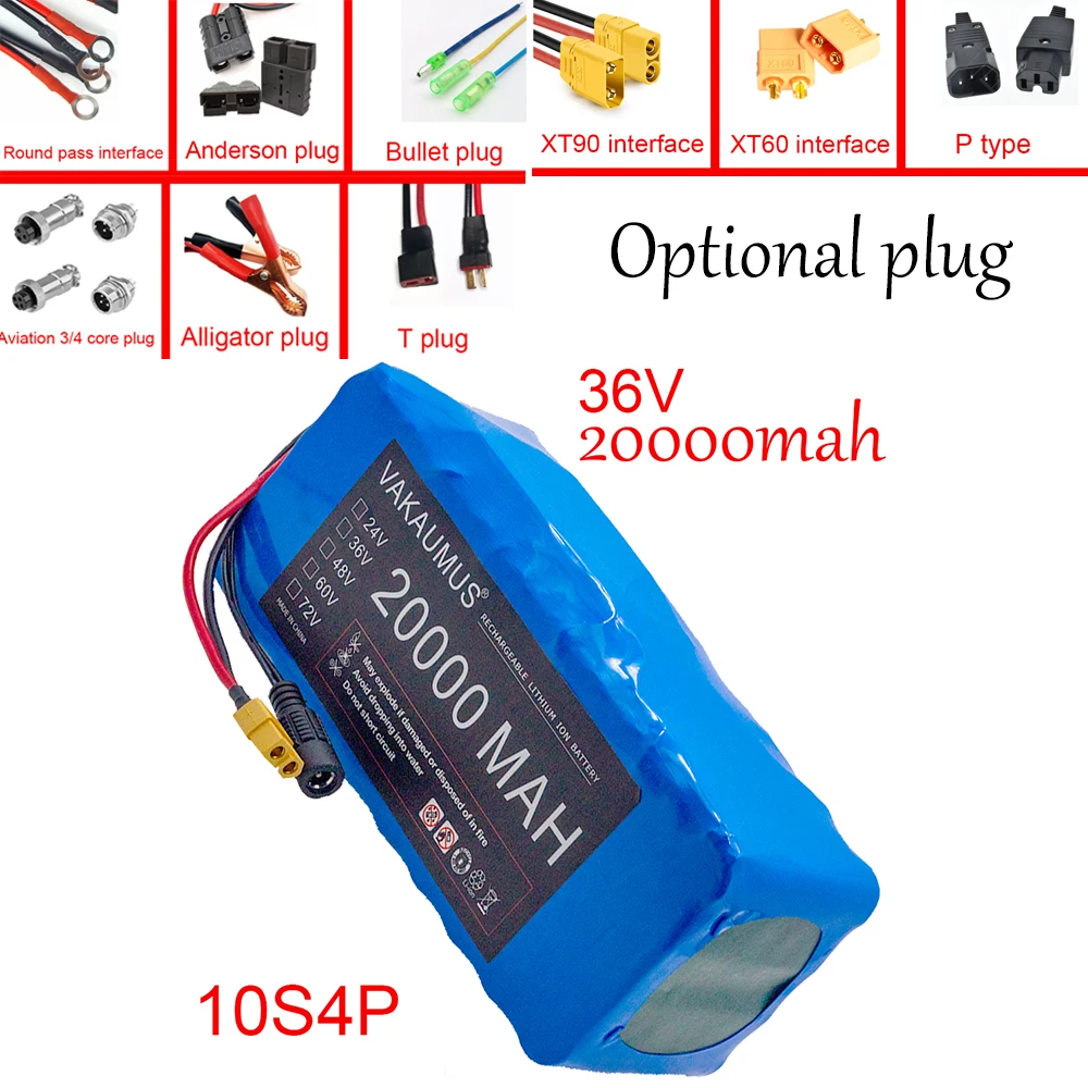 

36V 20AH Battery Pack 10S4P 350W 500W High Power Battery 42V 20000MAH Scooter Ebike Electric Bike BMS+ 2A Charger Other
