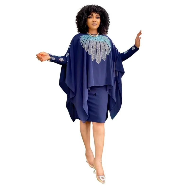 

Plus Size African Party Dresses for Women 2 PCS Set Dashiki Diamond Africa Clothing Ankara Wedding Gowns Outfits 2022 New Robes