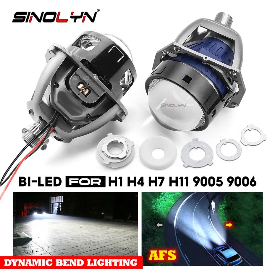 

Sinolyn 3-дюймовые светодиодные адаптивные линзы для проектора AFS Bi LED для H7 H4 9005 9006 H11 110 Вт Автомобильные линзы Модернизация фар