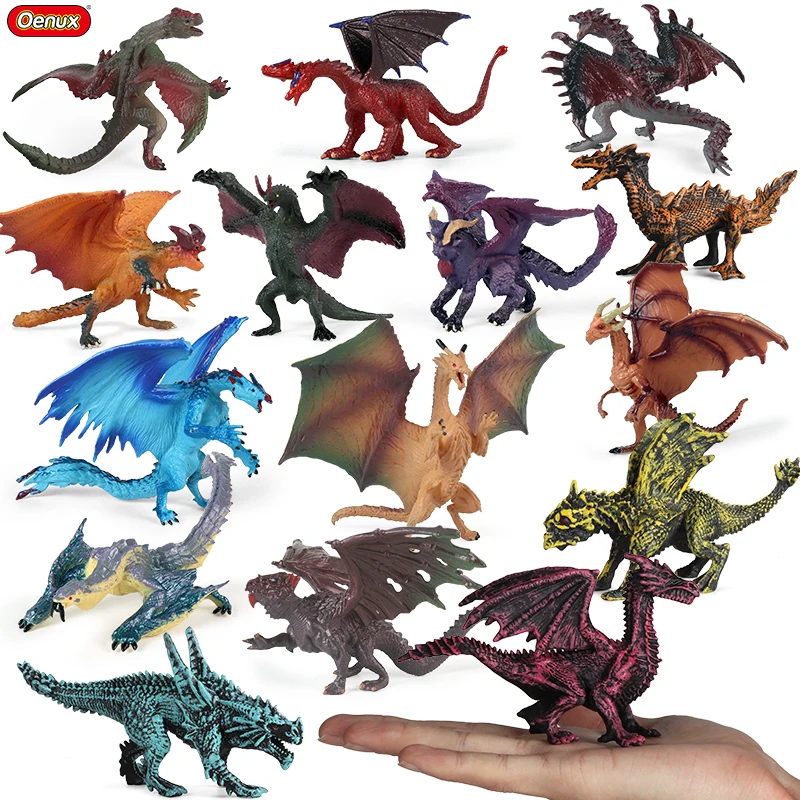 

Oenux Small Size Original Savage Flying Magic Dragon Action Figures Dinosaurs Animals Model PVC Collection Kids Toy X-mas Gift