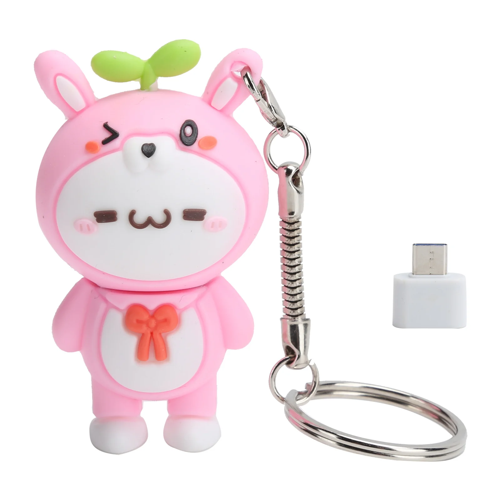 

Flash Drive Pen U Disk USB2.0 Memory Disc High Speed Type‑C Adapter Cartoon Rabbit Pattern8GB