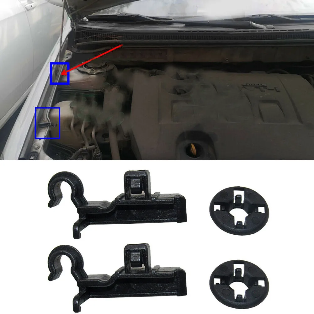 

4pcs Car Hood Support Prop Rod Clips Grommet Plastic Bonnet Stay Holder 53452-02060/90480-15034 For Toyota Car Accessories Clamp