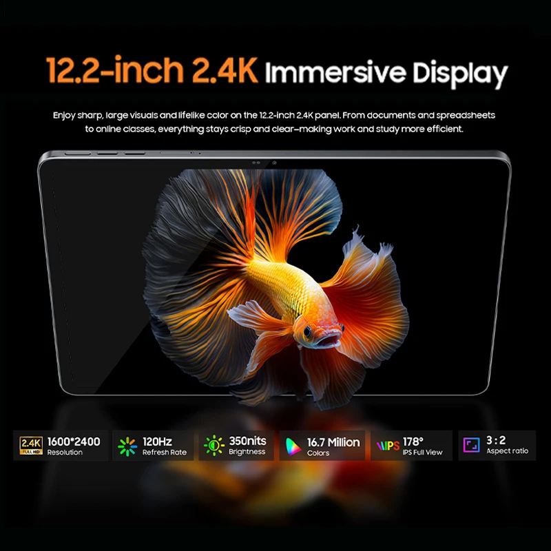 Фото Blackview MEGA 12 Планшет 5G 12,2 дюйма 2,4 К 120 Гц Размер дисплея 7200 Процессор IP69K Водонепроницаемая камера 50 МП 10000 мАч Pad ПК №5
