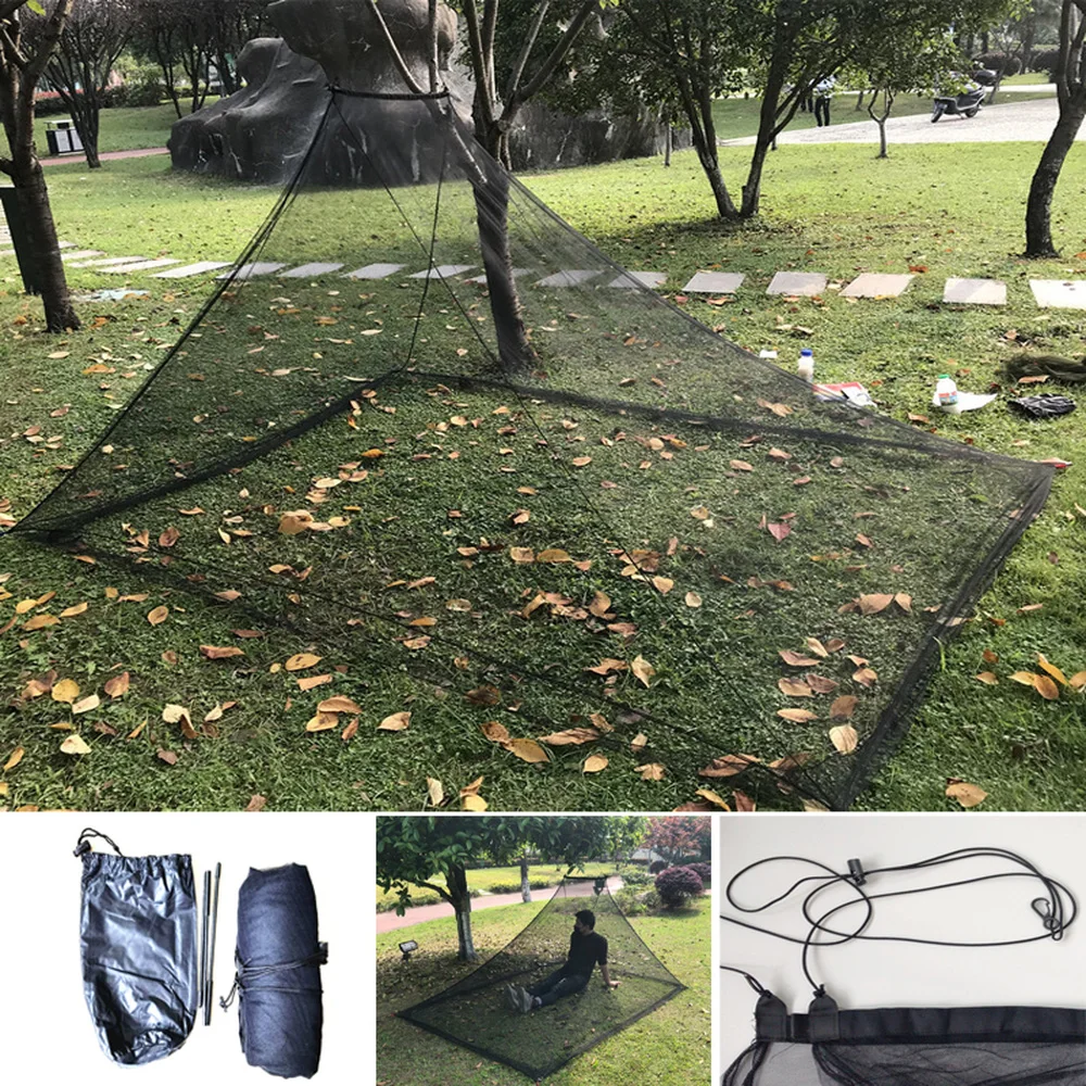 Outdoor Camping czarny moskitiera lekki przenośny namiot na komary spray na komary namiot barowy rozmiar rodzinny S L