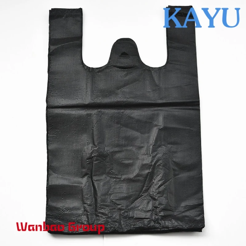 Eco-friendly vegetable plastic shopping vest bag ldpe biodegradable black plastic t-shirt bag t shirt plastic carry bags on roll