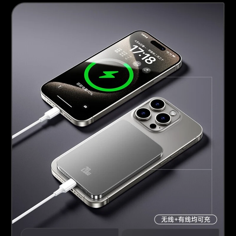 Новинка 2023 года, ультратонкое магнитное зарядное устройство Powerbank из сплава, беспроводное быстрое зарядное устройство для iPhone 15 14 13, резервная батарея для Magsafe (art.: 3920cd8432a2b) - 3920cd8432a2b