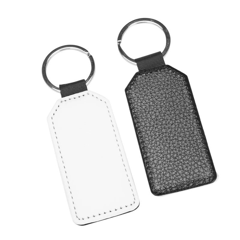 

80 Pack Sublimation Blanks Keychain Glitter PU Leather Keychain DIY Heat Transfer Keyring (Black Rectangle)