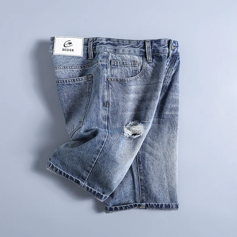 Men's Denim Pants Fashion Loose Wide Leg Jeans Casual Streetwear Printed Cross Trousers Pure Cotton Pants Baggy Men Jeans