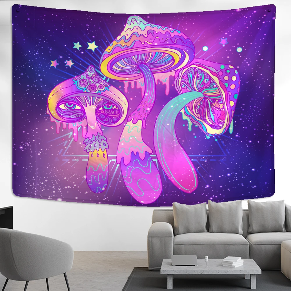 

Indian Mandala Mushroom Wall Hanging Boho Psychedelic Hippie Night Moon Tapestry Home Decor Background Beach Towel