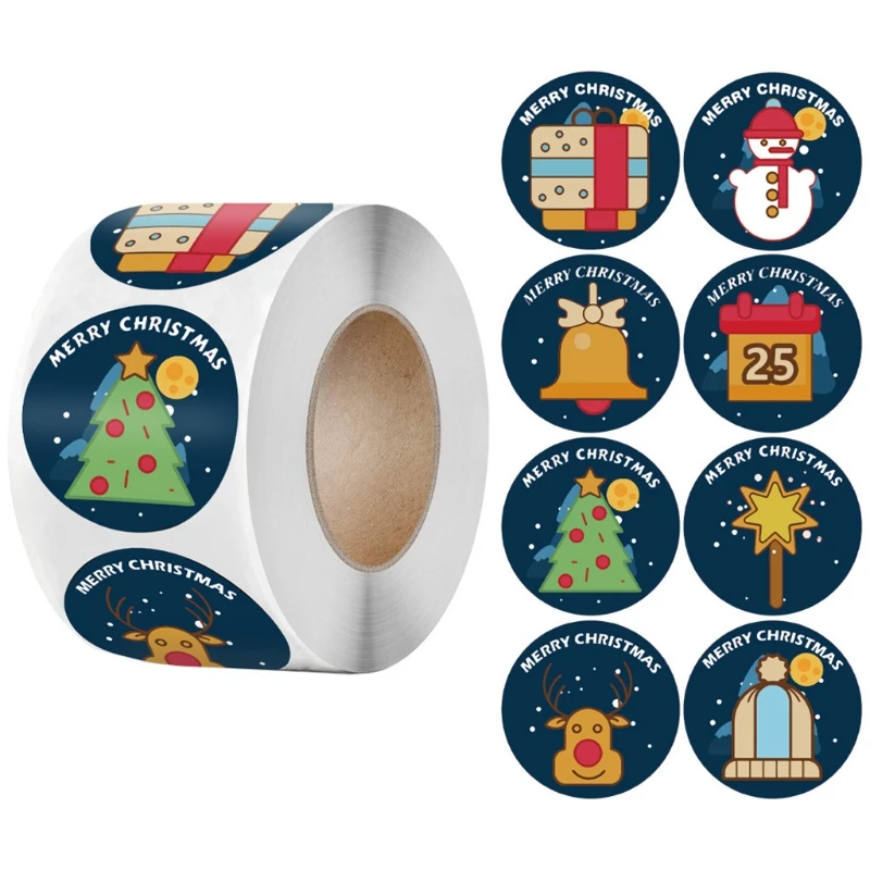 

500 шт./рулон, круглые наклейки для упаковки на Рождество