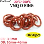1050 шт. красное Силиконовое уплотнительное кольцо VMQ CS 3,5 мм OD 10  46 мм пищевой класс Водонепроницаемая шайба резиновая Изолированная круглая O-образная уплотнительная прокладка