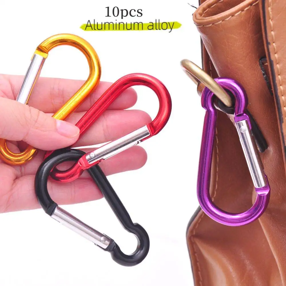 

10Pcs Kettle Hook Portable Aluminum Spring Carabiner Outdoor Camping Equipment EDC Hook Pocket KeyChain Survival Tool