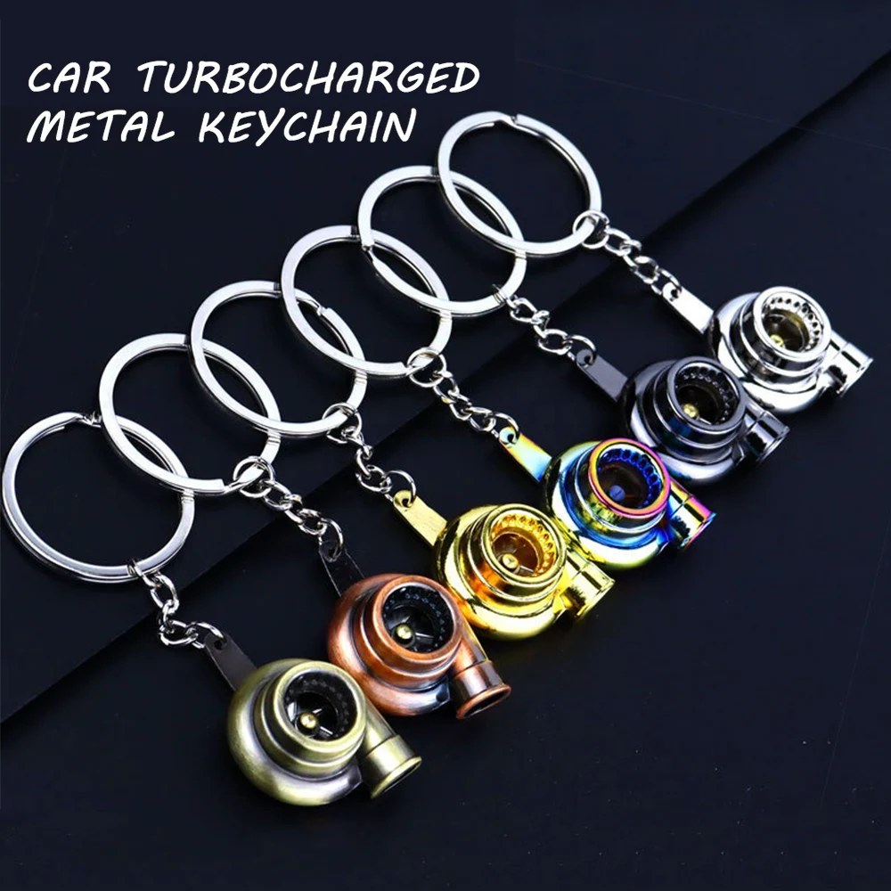 Mini Metal Turbo Turbocharger Keychain Cool Car Spinning Turbine Pendant Keyring For Women Men Key Decoration Accessories Gifts