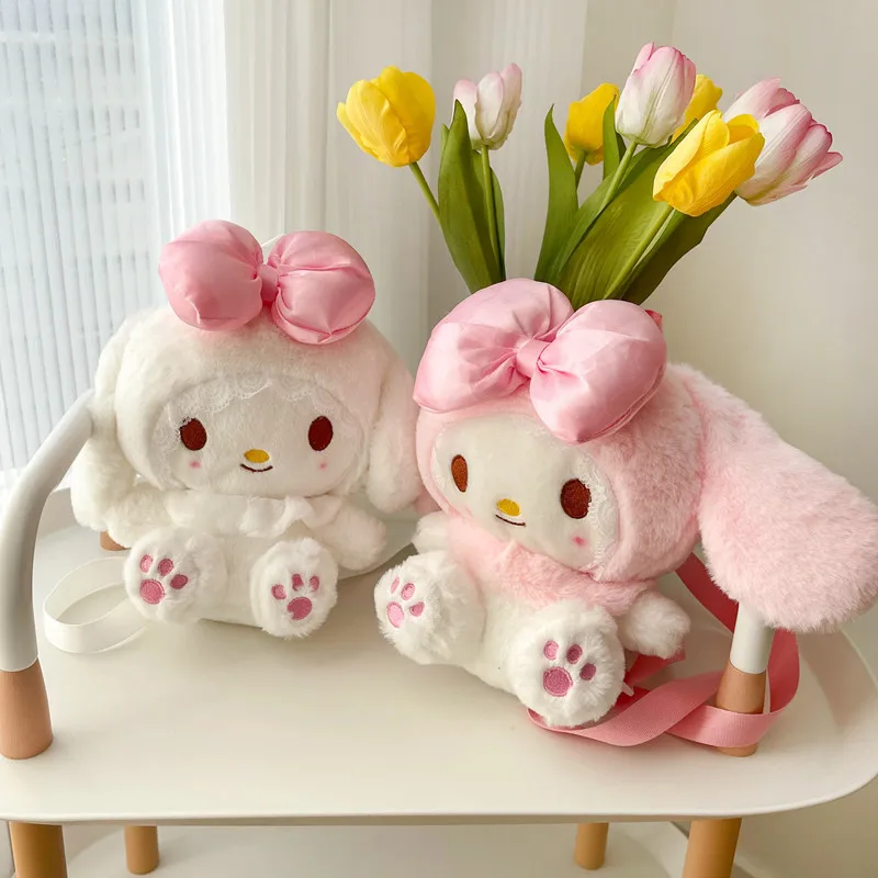 

Cinnamoroll Melody Crossbody Bag Kawaii Cartoon Kawaii Fluffy and Furry Backpack Doll Plush Bag Girls' Bag Sanrio Merch