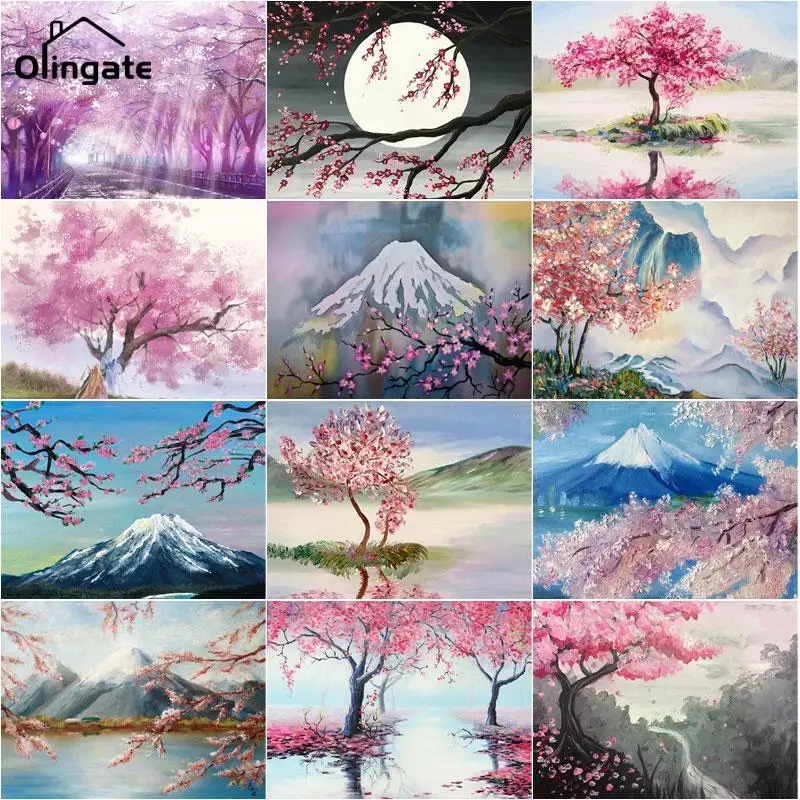 

Canvas Painting Cherry Blossom Interior Poster and Prints Japanese Pink Flower Wall Art Picture for Living Room Home Decoration
